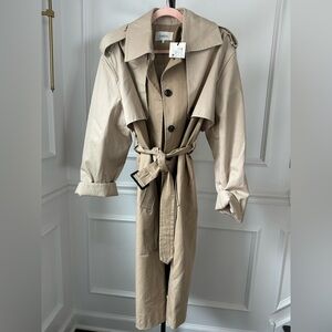 NWT BA&SH Classic Beige Two Tone Trench Coat with Belt Size Medium